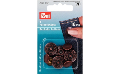 331183 Prym Кнопки "холостяк"с острым стержнем d16mm (8шт)