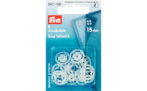 347106 Prym Пришивные кнопки, пластиковые (6шт) 15мм