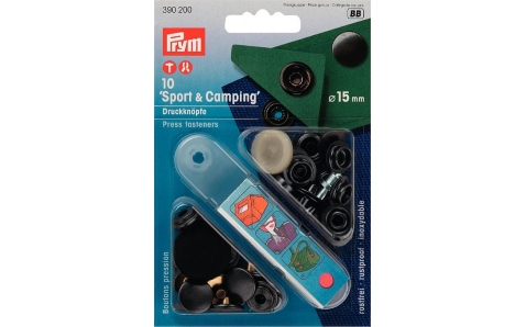 390200 Prym Кнопки Sport+Camping 15мм (10 шт) черные