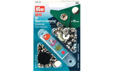 390201 Prym Кнопки Sport+Camping 15мм (10шт) серебристые