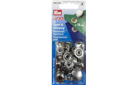 390202 Prym Кнопки Sport+Camping 15мм (10шт) серебристые 