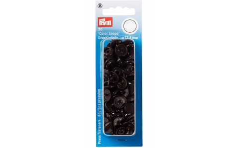 393106 Prym Кнопки "Color Snaps"круглые темно-коричневые 12,4 мм 30 шт.