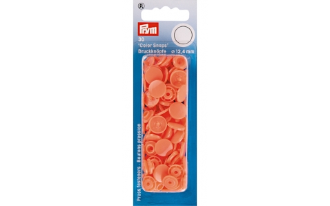 393117 Prym Кнопки "Color Snaps"круглые лососевые 12,4 мм 30 шт.