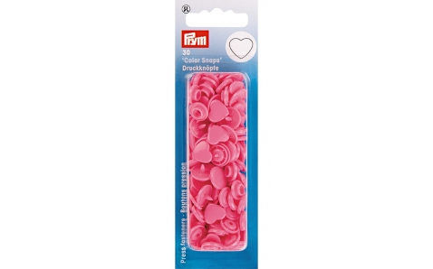 393347 Prym Кнопки "Color Snaps"сердце розовый яркий 12,4 мм 30 шт.