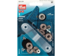 622239 Prym Кнопки "Jeans" состаренная латунь/белый (6шт) 17мм