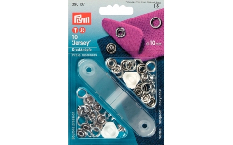 390107 Prym Кнопки Jersey кольцо 10мм серебристые (10шт)